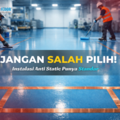 Proses pengaplikasian epoxy antistatic dengan sistem copper tape untuk lantai industri elektronik